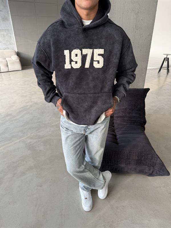 1975 Pacht Yıkamalı Premium Sweat - Siyah