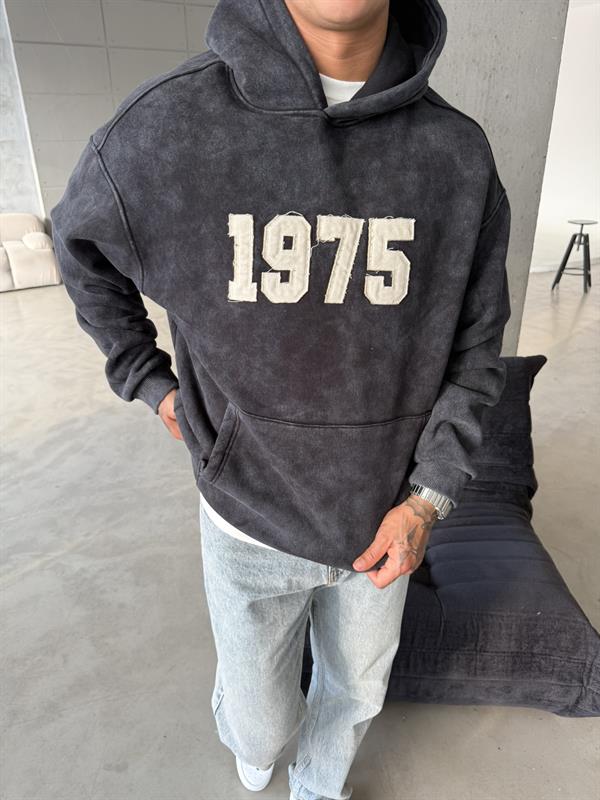 1975 Pacht Yıkamalı Premium Sweat - Siyah