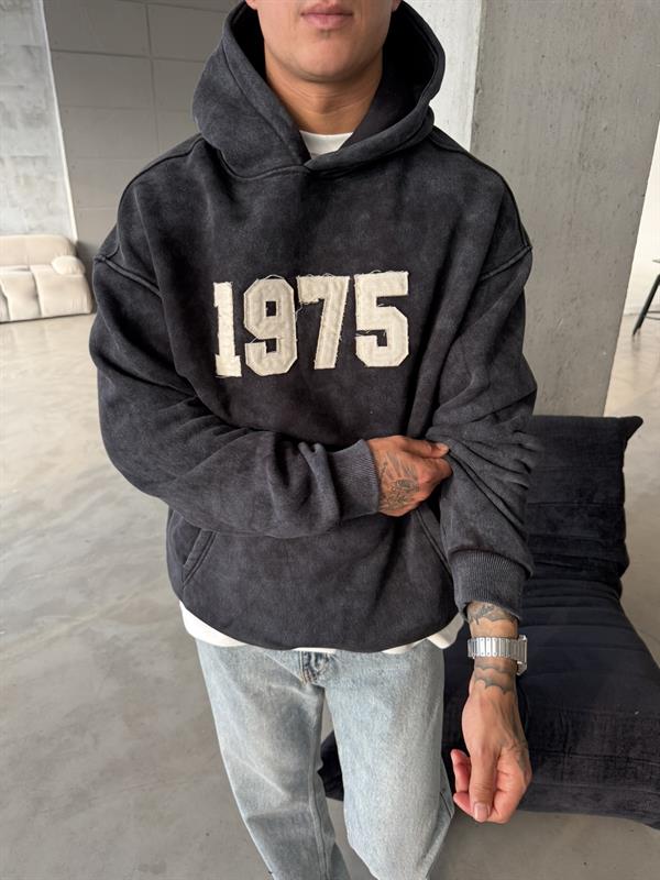 1975 Pacht Yıkamalı Premium Sweat - Siyah