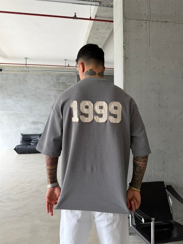 1999 Pacht Acid Yıkamalı Premium T-Shirt - Gri