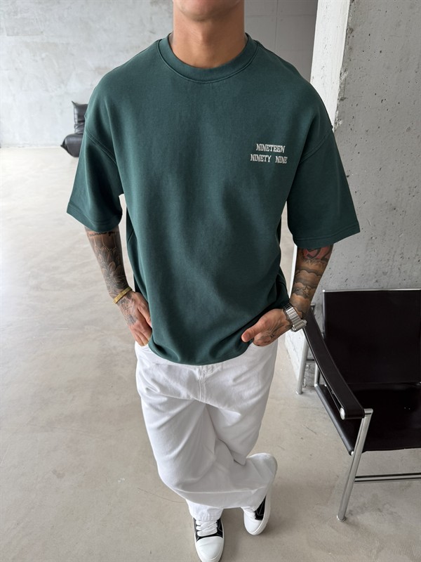 1999 Pacht Acid Yıkamalı Premium T-Shirt - Yeşil