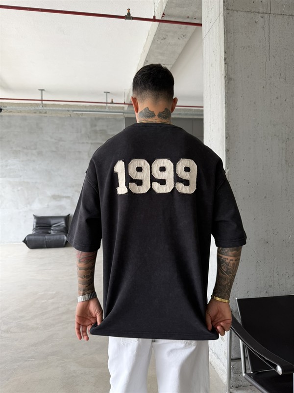 1999 Pacht Acid Yıkamalı Premium T-Shirt - Siyah