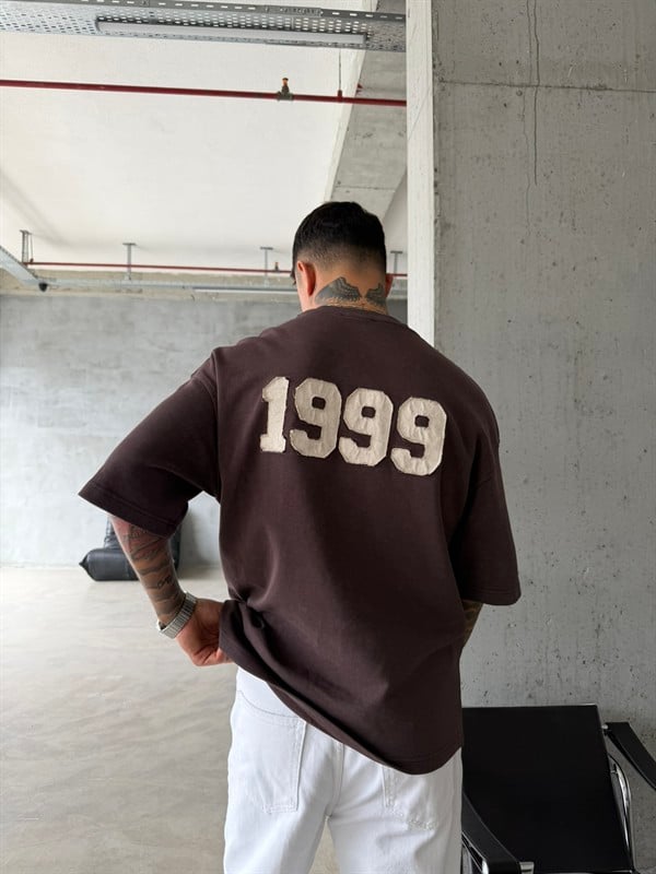 1999 Pacht Acid Yıkamalı Premium T-Shirt - Kahve