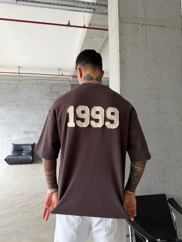 1999 Pacht Acid Yıkamalı Premium T-Shirt - Kahve