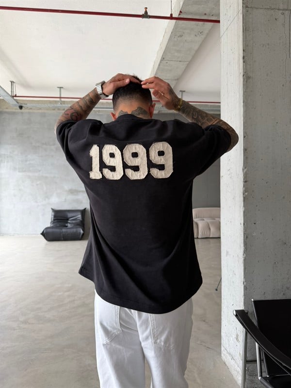 1999 Pacht Acid Yıkamalı Premium T-Shirt - Siyah