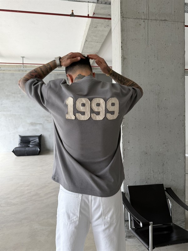 1999 Pacht Acid Yıkamalı Premium T-Shirt - Gri