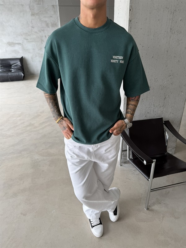 1999 Pacht Acid Yıkamalı Premium T-Shirt - Yeşil