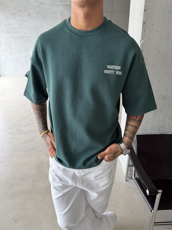 1999 Pacht Acid Yıkamalı Premium T-Shirt - Yeşil