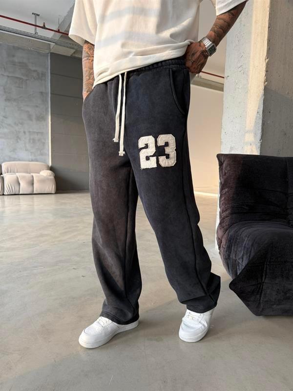 23 Patcht Yıkamalı Premium Eşofman - Siyah