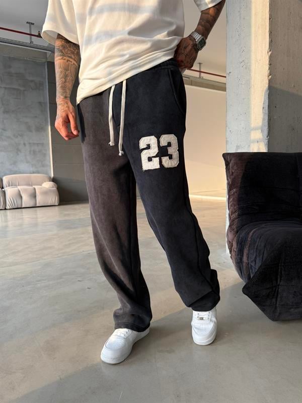 23 Patcht Yıkamalı Premium Eşofman - Siyah