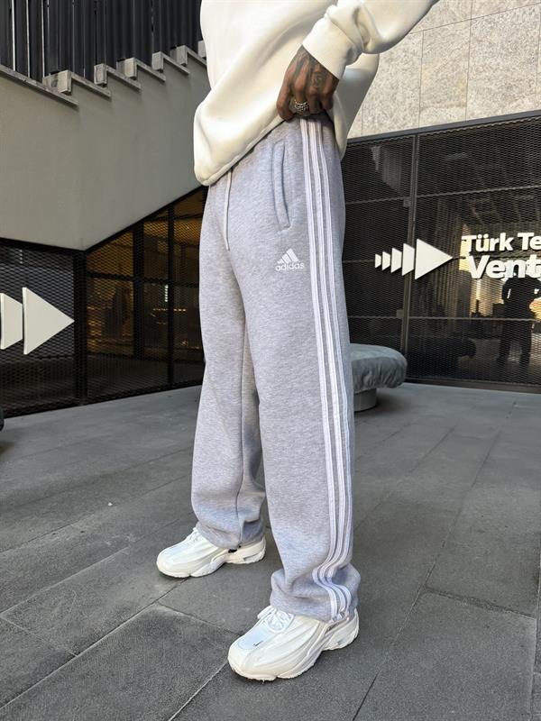 3 İplik Premium Üç Şeritli Baggy Eşofman - Gri