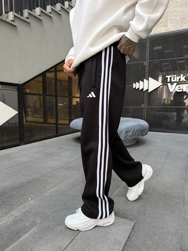 3 İplik Premium Üç Şeritli Enjeksiyon Baggy Eşofman - Siyah