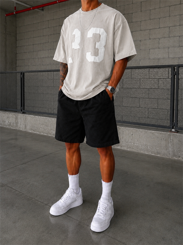 33 Pacht Detaylı Oversize T-Shirt - Bej