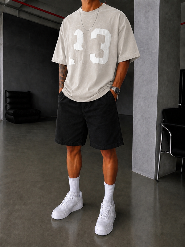 33 Pacht Detaylı Oversize T-Shirt - Bej