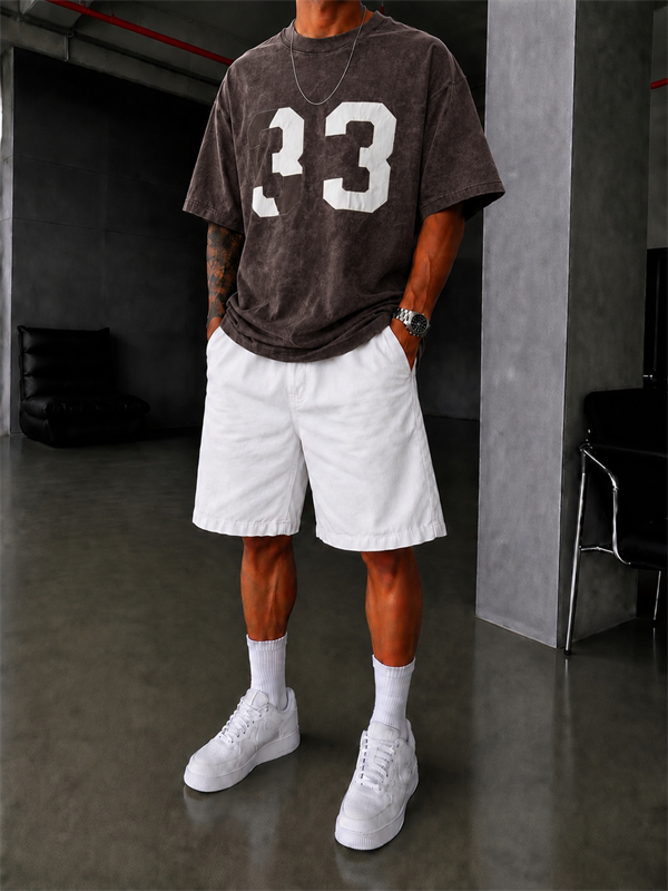 33 Pacht Detaylı Oversize T-Shirt - Kahve