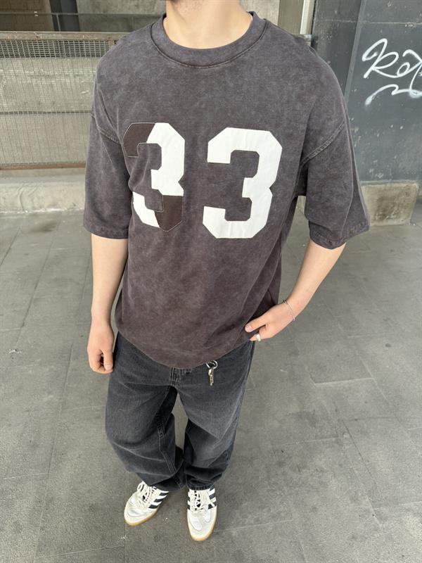 33 Pacht Detaylı Oversize T-Shirt - Kahve