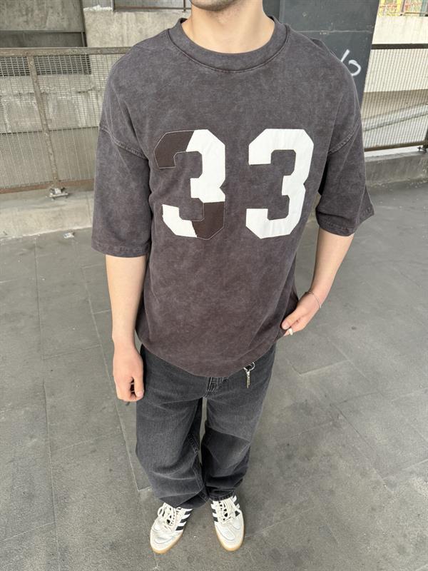 33 Pacht Detaylı Oversize T-Shirt - Kahve