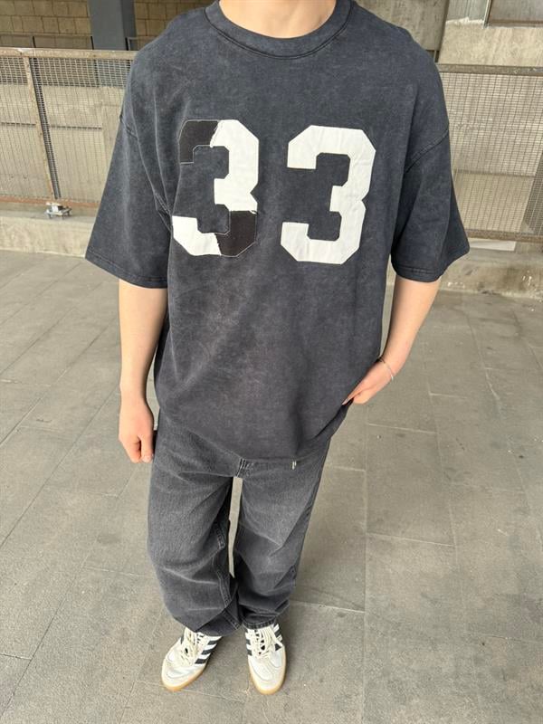 33 Pacht Detaylı Oversize T-Shirt - Siyah