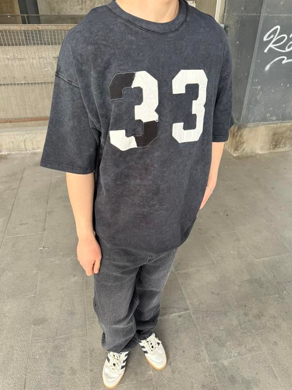 33 Pacht Detaylı Oversize T-Shirt - Siyah