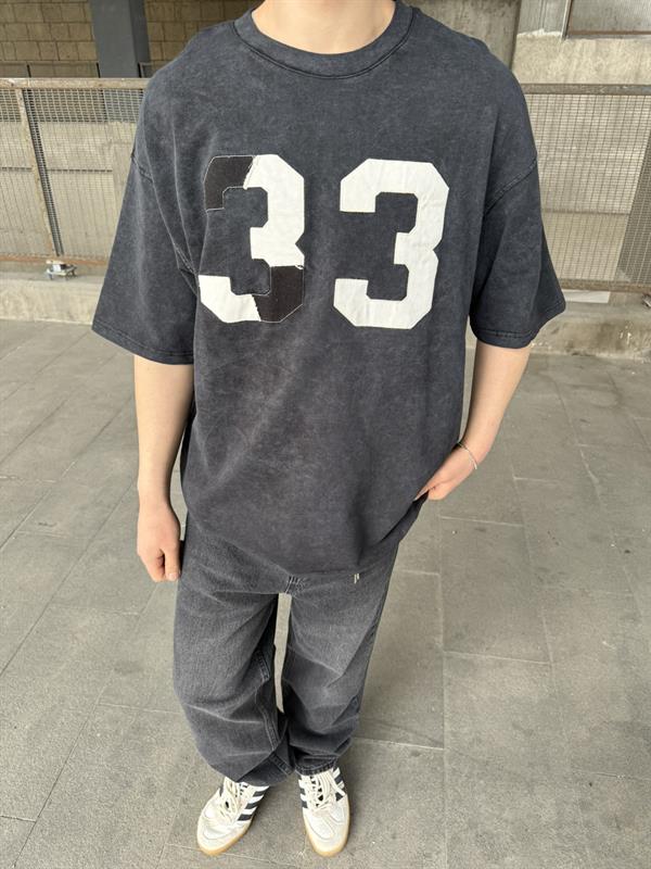 33 Pacht Detaylı Oversize T-Shirt - Siyah