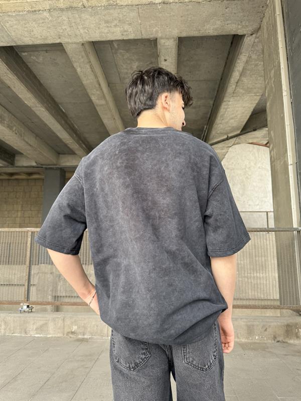 33 Pacht Detaylı Oversize T-Shirt - Siyah