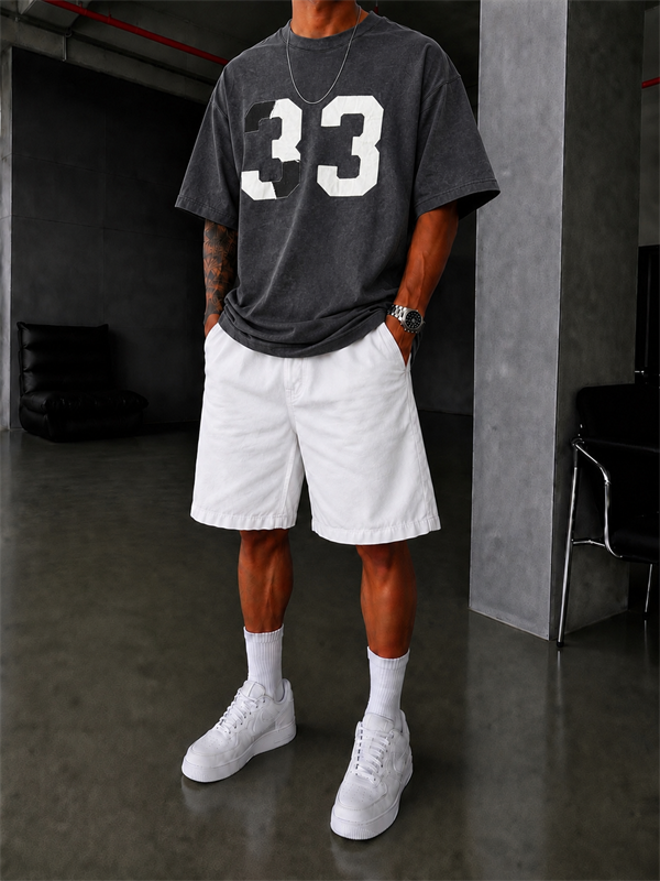 33 Pacht Detaylı Oversize T-Shirt - Siyah