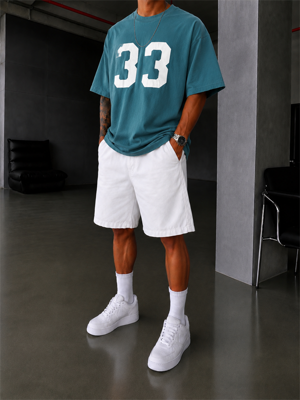 33 Pacht Detaylı Oversize T-Shirt - Yeşil