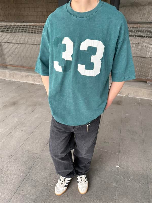 33 Pacht Detaylı Oversize T-Shirt - Yeşil