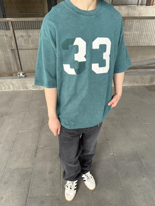 33 Pacht Detaylı Oversize T-Shirt - Yeşil