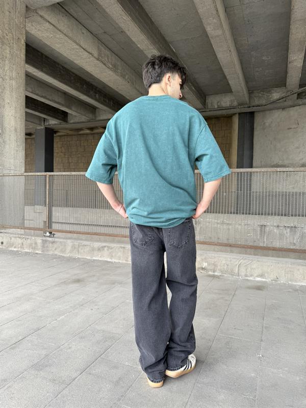 33 Pacht Detaylı Oversize T-Shirt - Yeşil