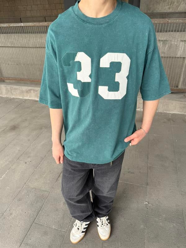 33 Pacht Detaylı Oversize T-Shirt - Yeşil