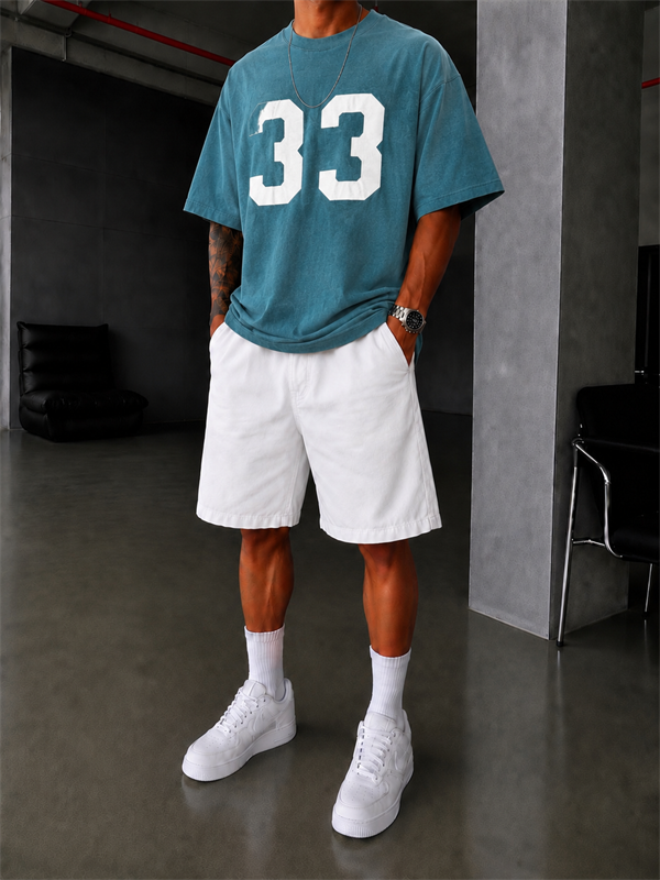 33 Pacht Detaylı Oversize T-Shirt - Yeşil