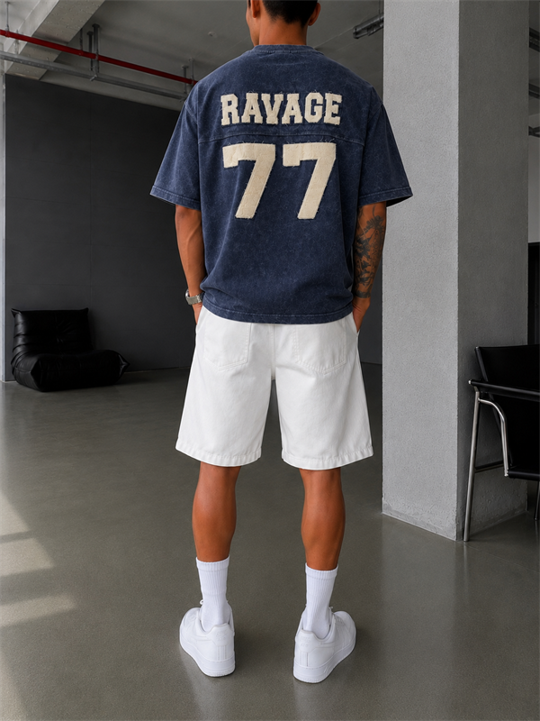 77 Nakışlı Premium Yıkamalı T-Shirt
