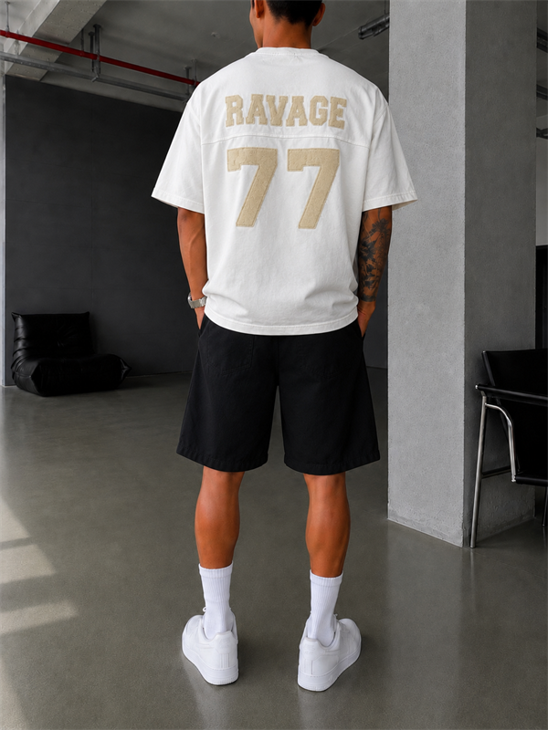 77 Nakışlı Premium Yıkamalı T-Shirt