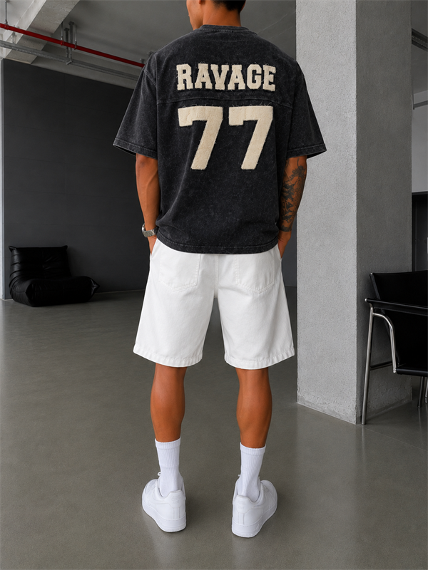 77 Nakışlı Premium Yıkamalı T-Shirt