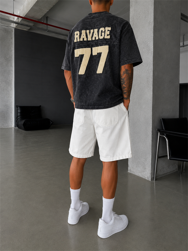 77 Nakışlı Premium Yıkamalı T-Shirt