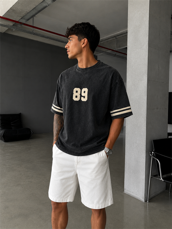 89 Nakışlı Premium Yıkamalı T-Shirt