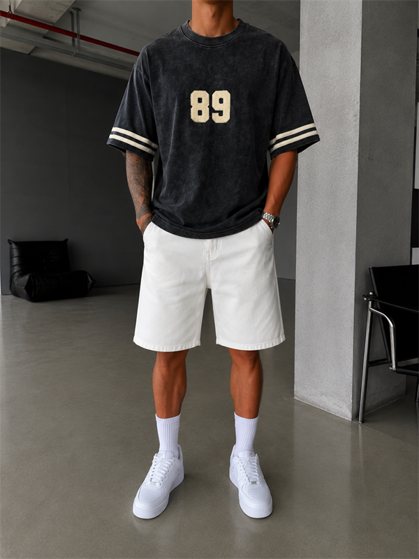 89 Nakışlı Premium Yıkamalı T-Shirt