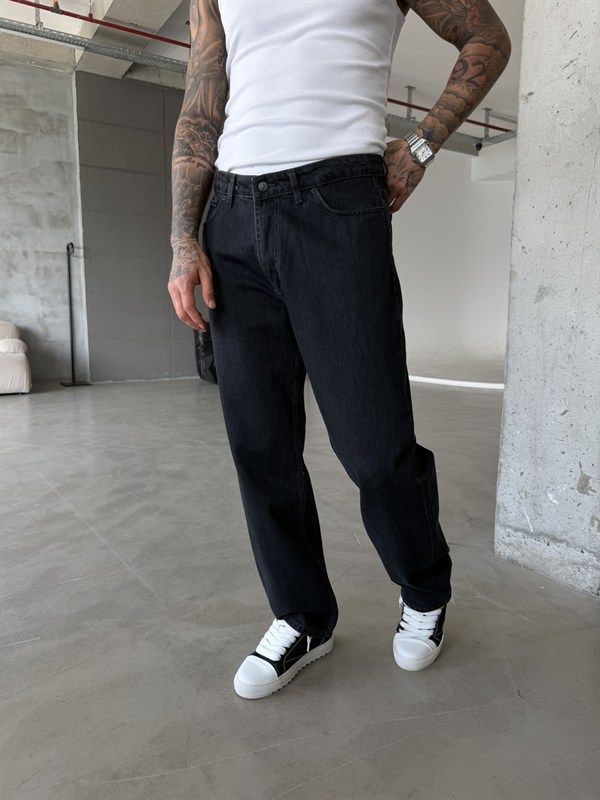 A Nakışlı Basic Premium Baggy Pantolon - Antrasit