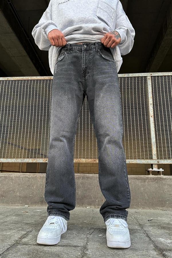 Detaylı Antrasit Baggy Jean