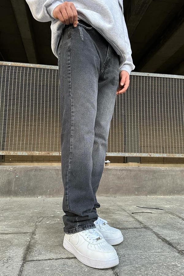 Detaylı Antrasit Baggy Jean