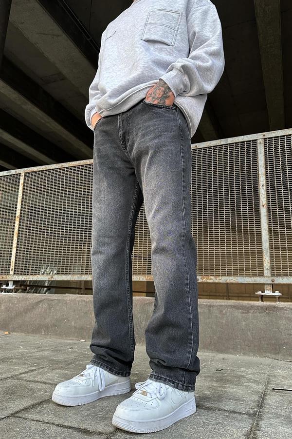 Detaylı Antrasit Baggy Jean