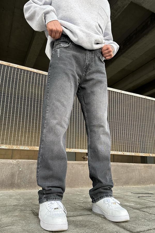 Detaylı Antrasit Baggy Jean