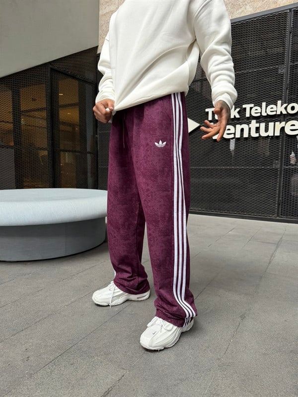 Acid Yıkamalı AD Premium Baggy Eşofman - Bordo