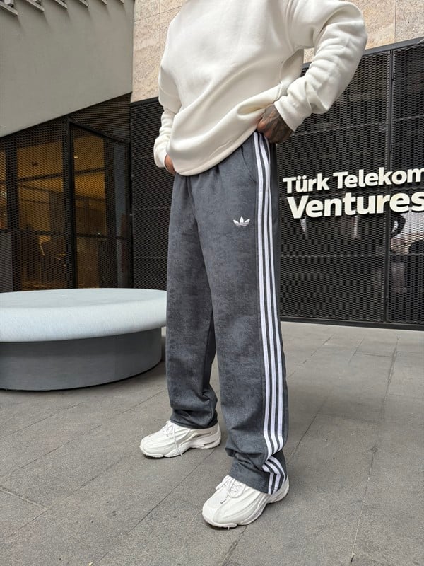 Acid Yıkamalı AD Premium Baggy Eşofman - Füme