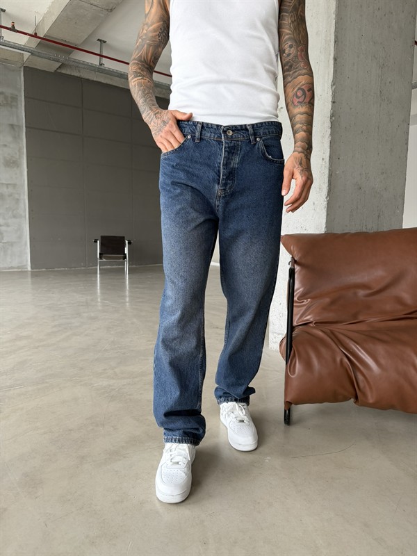 Acid Yıkamalı Baggy Pantolon - İndigo