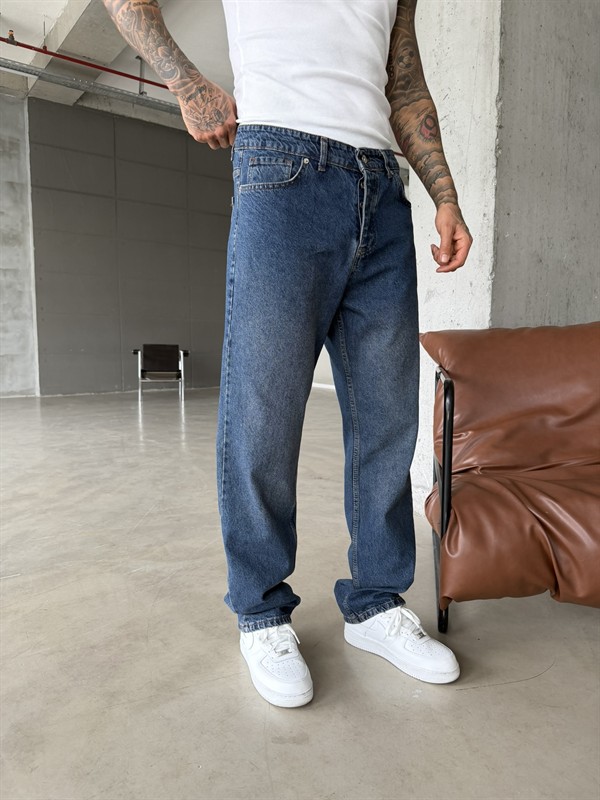 Acid Yıkamalı Baggy Pantolon - İndigo