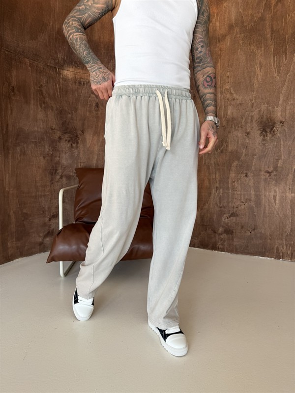 Acid Yıkamalı Premium Baggy Eşofman - Gri