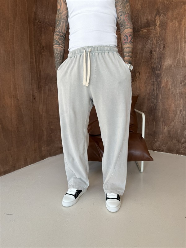 Acid Yıkamalı Premium Baggy Eşofman - Gri