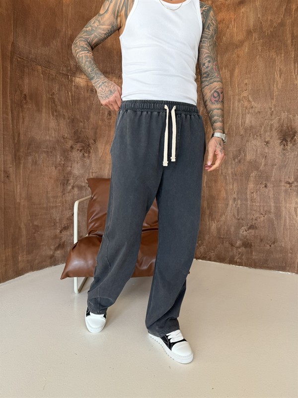 Acid Yıkamalı Premium Baggy Eşofman - Siyah